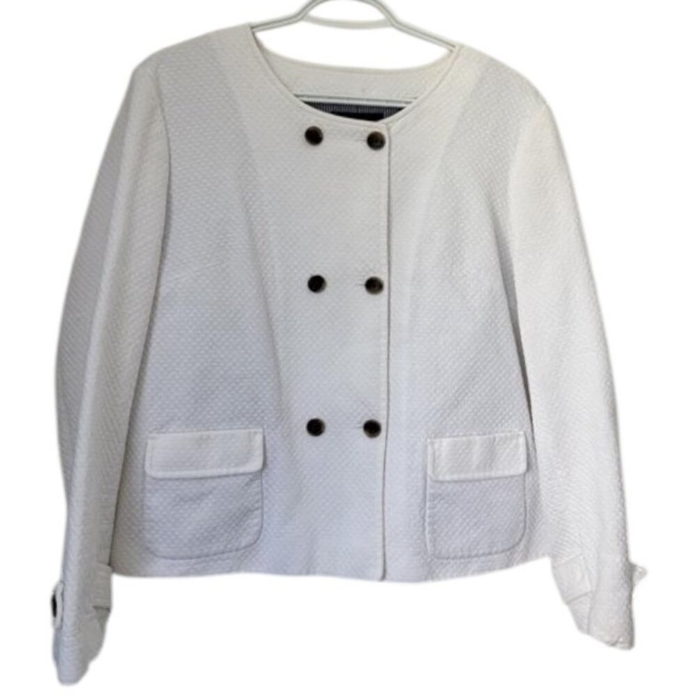 Faconnable designer double-breasted jacket/blazer white women's size 16